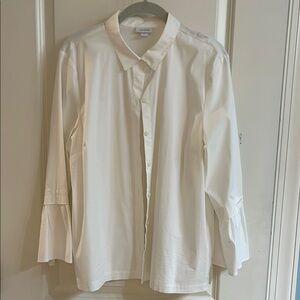 JJill White Button-Up Shirt with accented sleeves